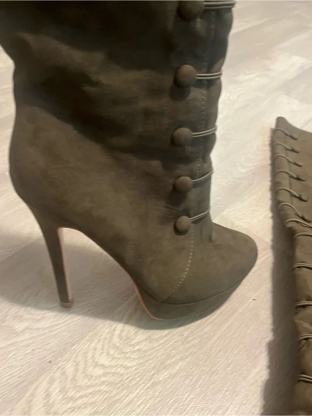 Women's Olive Suede Over-the-Knee Platform Boots Witchy Fairycore